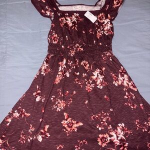 Maurices Burgundy and Pink Floral Dress